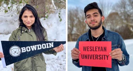 This is a split screen photo of the two SCSD students who were named QuestBridge scholars.