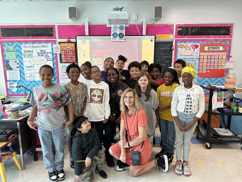 Tamica Barnett visits Ms. McCann’s fifth grade