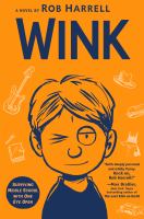 Book cover with a simple illustration of a boy with one eye winking